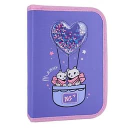 Шкільний пенал твердий одинарний з двома клапанами Yes Purr Meow HP-04