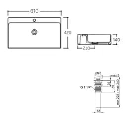 Раковина підвісна Qtap Nando LT 610х420х140 White з донним клапаном QT12112173WN47326 - мініатюра 7
