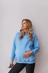 Вільний худі для майбутніх мам тринитка без начосу Chelm L-XL (46-48) Lullababe Блакитний - мініатюра 4