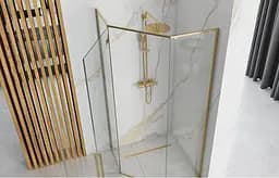 Душова кабіна Rea Diamond 80x80 gold REA-K6615, Золотий, Універсальна, прозорий - мініатюра 4