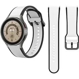 Ремінець для Samsung Galaxy Watch 5 44mm - біло-чорний ширина кріплення 20мм силікон розмір L Watchbands Double Line (W12-7WB12143133)