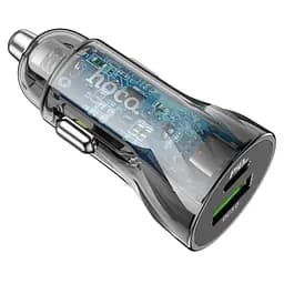 АЗП Hoco Z47A Transparent Discovery Edition dual port PD30W + QC3.0 car charger Transparent Black