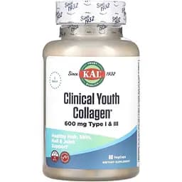 Гідролізований морський колаген KAL Clinical Youth Collagen, 60 вегакапсул для підтримки шкіри, волосся, нігтів та суглобів