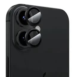 Захисне скло DK для Apple iPhone 16 на камеру Lens Metal Ring Eagle Eye 018465 black - мініатюра 3