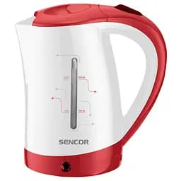 Электрочайник Sencor 0.5 л в комплекте 2 стакана и 2 ложки бело-красный (SWK150RD)