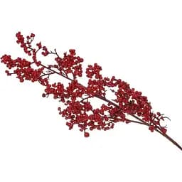 Декоративная ветка с глянцевыми ягодами Красная 64 см