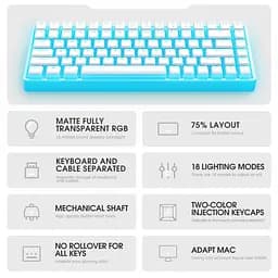 Клавіатура Onikuma бездротова ігрова G20 Bluetooth з USB 2.4GHz адаптером RGB підсвіткою для ПК ноутбука Mac - мініатюра 4