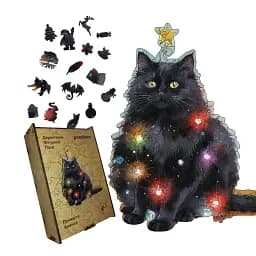 Дерев'яний фігурний пазл Пухнаста Ялинка, А1, Дерев'яна коробка 500+ елементів