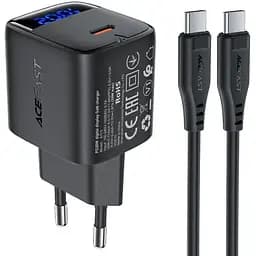 МЗП Acefast A113 PD20W GaN (1USB-C) + кабель Type-C to Type-C Black