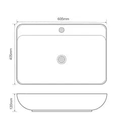 Умивальник накладний Mixxus Premium Bevel-0203 600x405x120 мм з отвором під змішувач MP6513, Білий - мініатюра 4