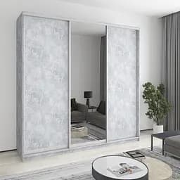 Шафа-купе тридверна MebelStar Уні AL 2ДСП/Дзеркало 240x45x240 см Бетон (MBS-1962)