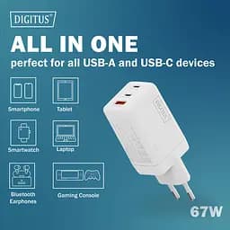 Digitus Зарядний пристрій GaN 2хUSB-C, 1хUSB-A, 67W - мініатюра 4