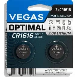 Первичный элемент питания Vegas Optimal CR1616 lithium 2 шт. (VСR-1616BL2-OP)