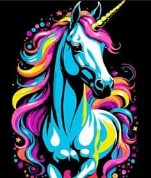 Набір для розпису по номерах Казковий єдиноріг, Strateg, на чорному фоні, 30x40 см, FH-15
