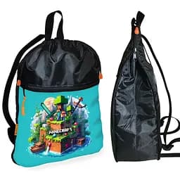 Рюкзак-мішок для взуття, спортивної форми Майнкрафт «Minecraft» дитяча сумка для змінки з розширювачем (01281)