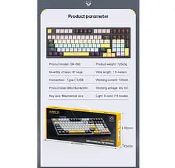 Клавиатура механическая игровая с подсветкой iMICE GK-500 USB Wired Type-C, Eng/Укр/Рус, Black - мініатюра 13