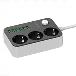 Мережевий фільтр подовжувач чорний 3 розетки з 6 USB 2м із захистом із заземленням LDNIO SE3631 2500W 10A - мініатюра 7
