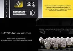 Клавиатура игровая механическая HATOR HTK-3100-UA Skyfall 100 Wireless Aurum Lemon Switch USB, 2,4 ГГц, BT 5.3 Black-White - мініатюра 10