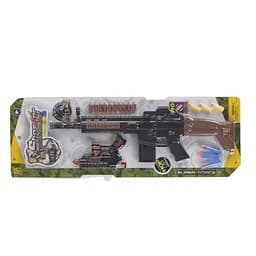 Игрушечный автомат АК 2869-2 с пистолетом и патронами на присосках, желтое дерево.