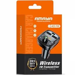 АЗП FM модулятор Amaya ACC-T02 PD30W (2USB-A/1C) Black - мініатюра 2