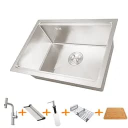 Комплект кухонной мойки и смесителя из нержавеющей стали NS-5742, Нержавеющая сталь