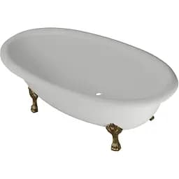 Ванна окремостояча глянцева Amdcon Olmpa 180x90 біла з литого каменю золоті ніжки OLMPA_180_nzhk-g_HL Білий