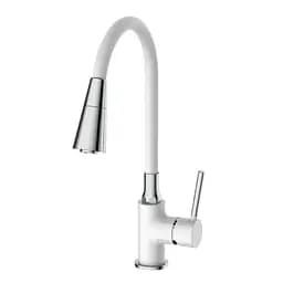 Смеситель для кухни силиконовый гусак латунный корпус гайка Ø35 белый/хром Frap 1/10 F4044-8 Белый