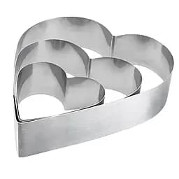 Набір металевих форм кілець для десертів, тістечок, випічки тортів у формі сердець 20х19 см (висота 8 см), Господар Сріблястий 87047