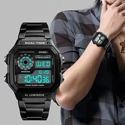 Чоловічий наручний годинник Skmei 1370 Black White, 1370BKWT (17131) - мініатюра 2