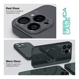 Чехол-накладка для Apple iPhone 14 Pro, Replica MagSafe, серый, противоударный защитный чехол с магнитным кольцом MagSafe, защита всего корпуса, TPU+PC, зеркальный, выступающий бортик вокруг экрана, ArmorStandart (ARM76217) - мініатюра 3