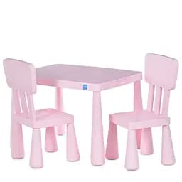 Комплект дитячих меблів BAMBI M 6176-8: Стіл (77х55х52.5 см) та 2 Стільці, Пластиковий, Легкий у догляді, рожевий