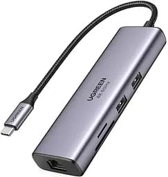 Док-станція USB3.1 Type-C --> HDMI 4K60Hz/USB 3.0x2/RJ45/SD/TF/PD 100W Ugreen CM512 Сіра