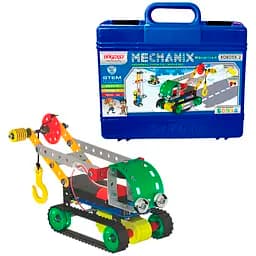 Конструктор Zephyr Robotix-2 металлический с электромотором в кейсе 166 элементов 8 моделей