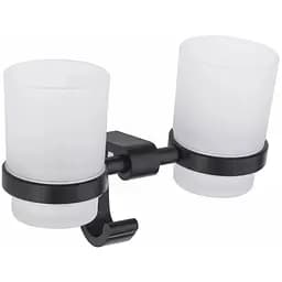 Склянка подвійна для зубних щіток Platinum чорний 5508PL скло та алюміній чорний