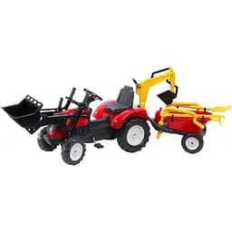 Детский трактор Falk Ranch на педалях с прицепом и 2 ковшами красный (2081RM)
