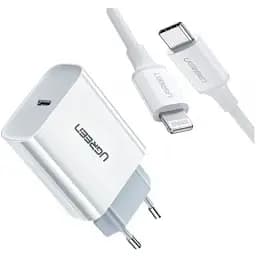 Сетевое зарядное устройство для Ugreen CD137 PD 20W Fast Charger + USB-C to Lightning Cable 1m Suit (50698)