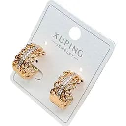 Сережки Xuping з лінією каміння гіпоалергенне медичне золото