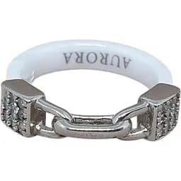 Срібне кільце Aurora Замочок з керамікою і фіанітами. С1157Б 17