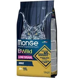 Сухий корм для кішок Monge Cat Bwild Low Grain з м'ясом зайця 1.5 кг (8009470012003)
