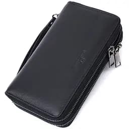 Чоловічий клатч на два відділення із натуральної шкіри ST Leather 22684 чорний