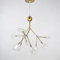 Світильник з імітацією гілочки у золотому корпусі з прозорими плафонами | Арт. H 686/9P GD TR | Line F