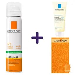 Набор La Roche-Posay: солнцезащитный спрей для лица Anthelios XL SPF 50+ 75 мл + очистительное масло Lipikar AP+ 100 мл + полотенце из микрофибры Anthelios