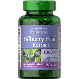 Натуральна добавка Puritan's Pride Bilberry Fruit Extract 1000 mg 180 капсул