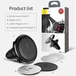 Автотримач Baseus Magnetic Air Vent Car Mount Holder Black (SUGX-A01) - мініатюра 4