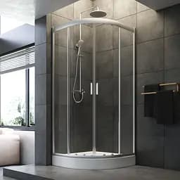 Душове огородження Square Pivot AM.PM Gem 90×90 см, без піддону, чорний профіль W90UG-404-9090-BT