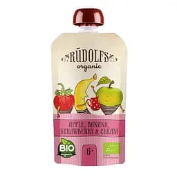 Пюре Rudolfs Смузі Яблуко, полуниця та буряк від 6 місяців органічне 110 гр