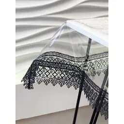 Силиконовая скатерть с черным кружевом 7 см 210х160 см