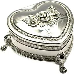 Шкатулка для прикрас Сердечко срібло 8х7.5х3.5 см