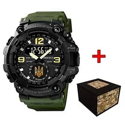 Наручний годинник чоловічий 004AGUAGD Тризуб золото Зелені + Коробка. Awarder acs0031902