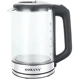 Електрочайник Sokany SK-09013 скляний/металевий дисковий 2.5л 2200Вт Чорний - мініатюра 2